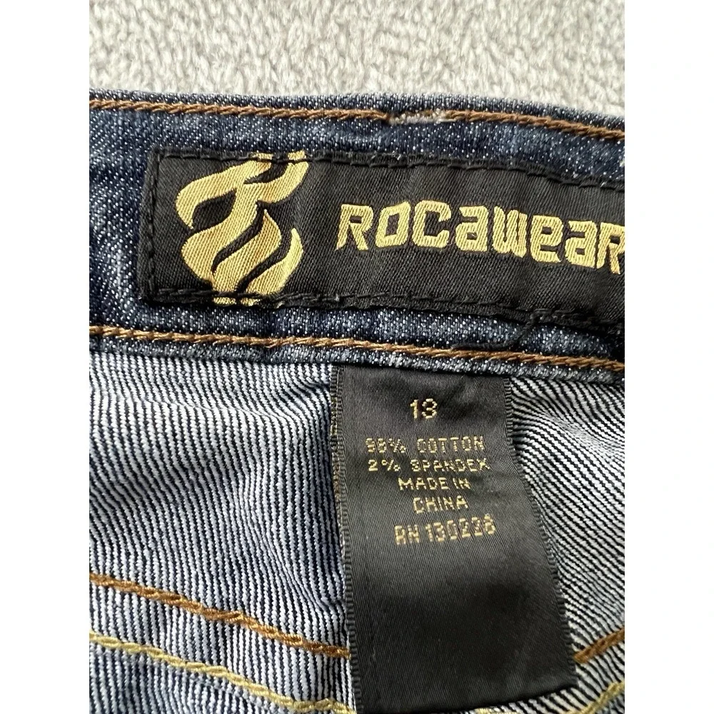 Rocawear Womens Jeans Size 13 Dark Wash Hannah Skinny Leg Ankle Zip Denim